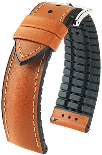 HIRSCH Uhren-Band James M - modisches Premium-Lederband für Deine Armbanduhr - Goldbraun - 20 mm