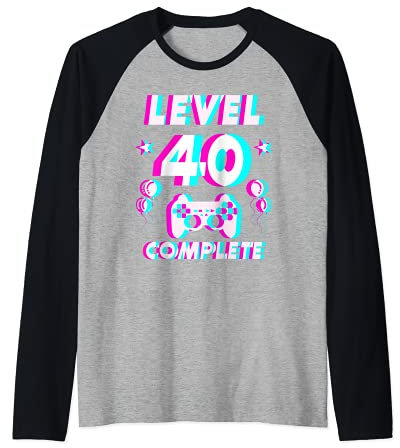 Level 40 Complete 40. Geburtstag - Zocker Gaming Vaporwave Raglan