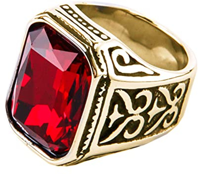 PAURO Herren Edelstahl Jahrgang Hochzeit Versprechen Zirkonia Ring mit Großem Stein