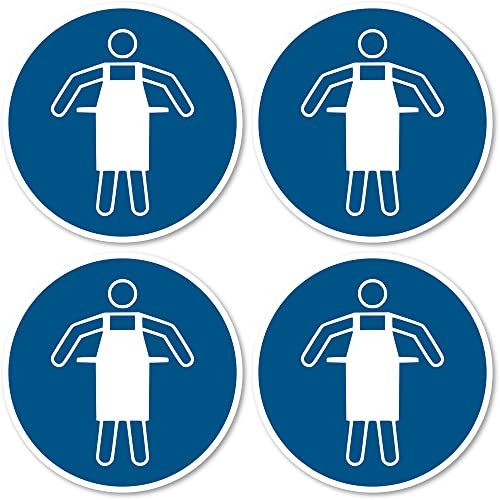 Schutzschürze benutzen, Gebotszeichen: M026 - DIN EN ISO 7010 / ASR A1.3 - Aufkleber: Ø 10 cm, 4 Stück