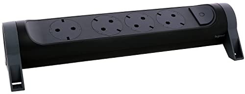 LEGRAND Regleta de enchufes, con Interruptor, Enchufe múltiple con 4 Tomas de Corriente, sin Cable, Color Negro/Gris Oscuro 694545