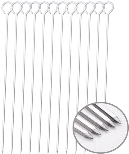 10 inch Barbecue Skewers, HONSHEN Metal BBQ Sticks,12Pack Stainless Steel Square Skewer,Kebob,kabob Sets for Grill Outings Cooking (BBQ Skewers Square 10inch-12p)