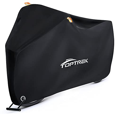 Toptrek Bike Cover, Bike Covers for Outside Storage, 210T Outdoor Waterproof Bicycle Cover with Lock Holes, Anti Rain UV Bike Covers with Storage Bag for Mountain Bike, Road Bike, E-bike（Black）