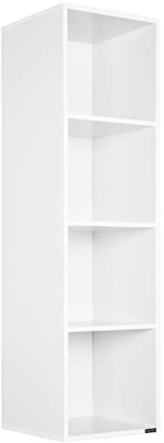 Casaria® Bücherregal mit 4 Fächer 106x30x30cm Kippschutz Bodenschoner 40kg Belastbarkeit Wohnzimmer Schlafzimmer Büro Regal Standregal Würfelregal Weiß