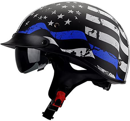 JATIBOSH Schutz Vor Wind Und Regen Retro Halbhelm, UV Protective Motorradhelm Herausnehmbar Vintage Rollerhelm, Weich Und Bequem Jethelm Helm, Herren Damen Outdoor ECE Zertifiziert