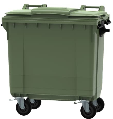 ESE France Conteneur Poubelle à déchets 4 roues - 770L - Robuste et Professionnel - 100% Recyclé - Vert - Fabriqué en France