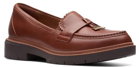 Clarks Brown's Westlynn Bella Loafer, Tan Leather, 8 Wide US