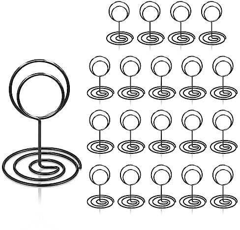 HomWanna Table Number Holders 20Pcs - 2 Inch Mini Place Card Holder Short Table Number Stands for Wedding Party Graduation Restaurant Home Decorations Office Memo Photo Picture Display (Black)