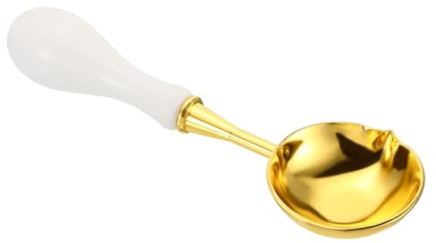 PATIKIL 10 cm vax sigill sked vaxtätning smältsked mässing vintage trä handtag för vax sigill stämpel kuvert konst hantverk vit