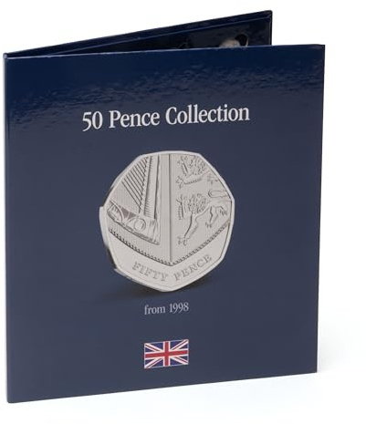 Leuchtturm 368471 Presso Münzalbum für 50p seit 1998 - für 48 Münzen, passgenaue Ausstanzungen, stabile Karton-Ausführung, schwarz