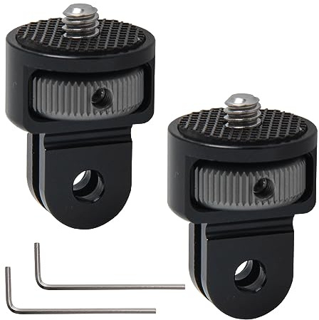 Pilikoll 2 Pcs Camera Mount Adapter 360° Adjustment Aluminum 1/4 Tripod | Compatible with GoPro, Xiaomi, SJ4000 and Action Cameras