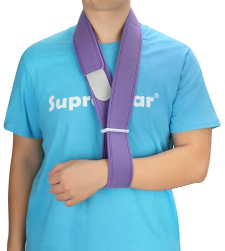 supregear Arm Sling, Adjustable Collar and Cuff Sling Immobilizer Lightweight Neck Support Simple Arm Sling Breathable Medical Shoulder Support for Men Women, One Size Fits All (Purple)