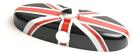 MINI R55-R61 Union Jack Rear View Mirror Caps, Interior Rearview Mirror Covers for Mini Cooper One/S/JCW R Series R55 R56 R57 R58 R59 R60 R61(Union Jack Black/Red)