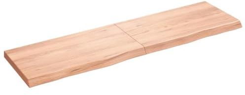 vidaXL Waschtischplatte, Tischplatte für Badezimmer, Massivholzplatte mit Naturkante, Holzplatte Arbeitsplatte Bad Waschtischkonsole Platte, Hellbraun Massivholz Behandelt