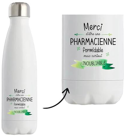Bouteille Isotherme Pharmacienne Inoubliable Femme | Gourde Réutilisable Cadeau Collègue, Départ Retraite