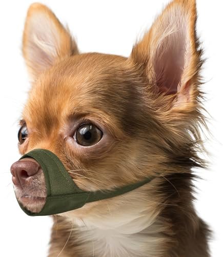 Mayerzon munkorg för hundar med kort nos, liten munkorg för chihuahua, American Bully Boxer valpar, mjukt tyg, munskydd för veterinärbesök och förhindrar bitning eller tuggning.