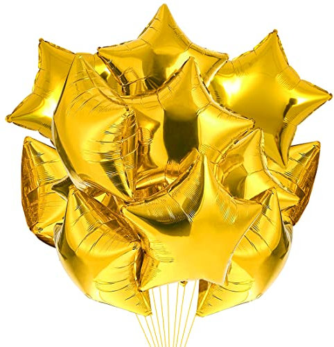 Globos de papel de estrella dorados 20 piezas, globos de helio de estrella, globos de papel de globo de helio de globos de estrella, decoración de boda, decoración de cumpleaños o día de San Valentín