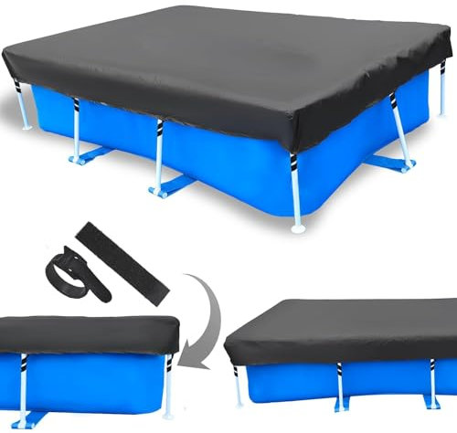 Bâche de Piscine Rectangulaire 400 x 210 cm pour Été et Hiver Couvercle Solaire avec Cordon pour Piscines Hors-Sol Imperméable et Anti-poussière Résistance et Durabilité Améliorées