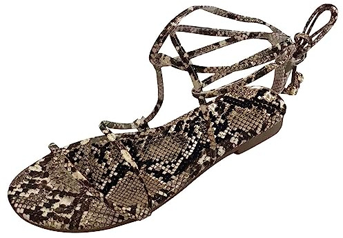 Roman Sandals Women's Summer Strappy Sandals Women's Flat Glitter Sandals High Lace Gladiator Sandals Sexy Sandals Chic Modern Barefoot Sandals Without Heel Open Beach Sandals