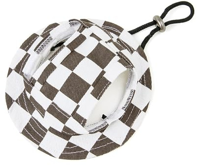 HDKUW Fischerhüte für Hunde, runde Kappe mit Ohrloch, verstellbar, für Outdoor-Reisen, Sonnenschutz, Sporthut für Katzen, kleine, mittelgroße Hunde, kaffeefarben, kariert, Größe M