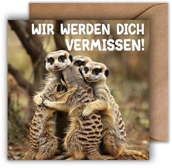 WBdesignz Ruhestand Karte mit Umschlag - süße Abschiedskarte Wir werden dich vermissen Rente Karte Jobwechsel Kollegen (125 x 125 mm)