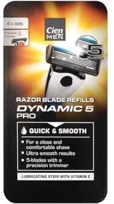 Lidl Cien Men - Dynamischer 5 PRO Rasierer | 1 Griff + 1 Nachfüller | Gleitstreifen mit Vitamin E