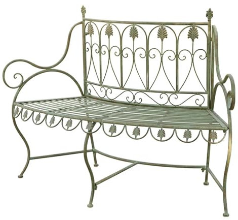 WXXSHGDW Metall Außenbank, Halbrunde Retro Gartenbank, Baumbank mit Rückenlehne und Armlehnen, für Garten, Veranda, Hof und Park, Tragfähigkeit 300kg