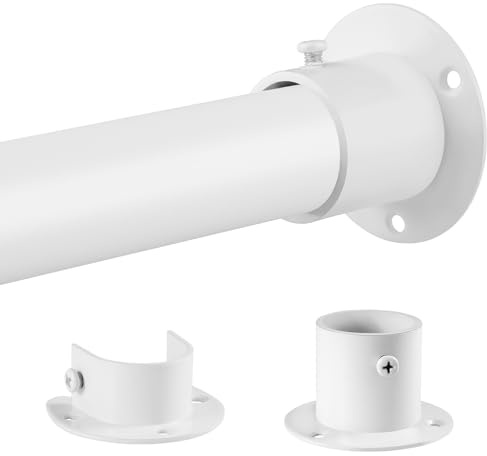 Schrank Kleiderstange Ausziehbare 74-130 cm, 1 Stück Verstellbare Kleiderstange Weiß matt, Schrankstange 32 x 28 mm mit Runde Basis für Schlafzimme