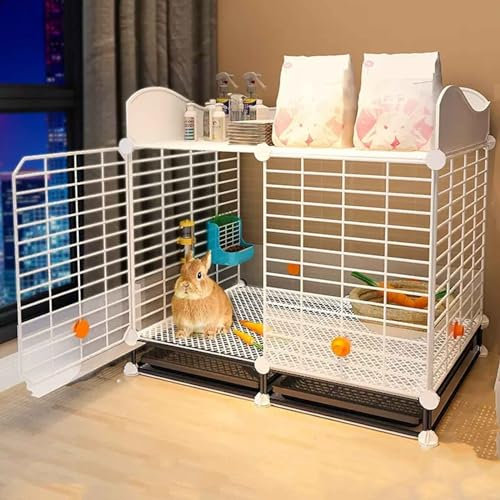 Hasenkäfig Innen Groß, KaninchenkäFige Meerschweinchen Käfig Mit Füßen Und Abfallbehälter, Kleintierkäfig, Hasengehege Doppelschicht-Design, Einfach Zu Montieren(75 * 39 * 68-a)