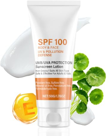 Sunscreen Face Sunscreen - Waterproof Sun Cream with UVB/UVA Protection - Moisturising Suns Creams SPF 100 - Anti Wrinkle & Sunburn Protection