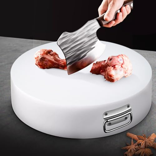 15 * 15''Round Chopping Boards for Kitchen, Large Plastic Cutting Board with Handle, 3'' Thick Cutting Boards for Meat, Non Slip Chopping Board Perfect for Chopping