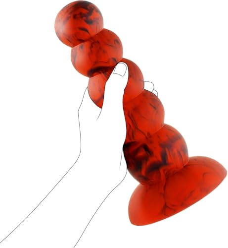 Godemiché à 5 boules, 6,7 de long Perles Anal Vaginal Point G Stimulation Profonde, Butt Plug avec Ventouse Puissante pour Homme Femme, Silicone Liquide Anal Plug Adulte Sex Toy,Red