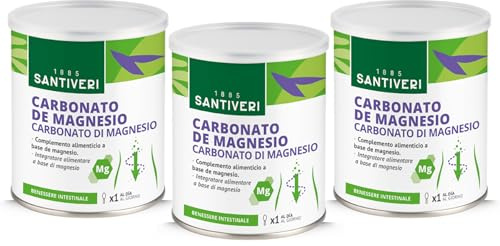 SANTIVERI - Carbonato de Magnesio en Polvo, Complemento Alimenticio a Base de Magnesio, Contribuye al Bienestar Intestinal - 3 x 110 g