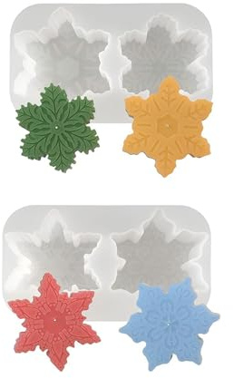 Bekecidi 2 PCS Christmas Snowflake Candle Moulds, 3D Snowflake Silicone Molds Epoxy Resin Moulds Candle Moulds for Candle Making, Soap, Resin Casting, DIY Crafts Xmas Decoration Handmade Gifts