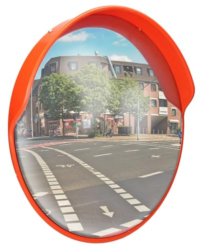 ECD Germany Verkehrsspiegel Ø 30 cm mit schwenkbare Halterung, Rot, unzerbrechlich, wetterfest, Sicherheitsspiegel Überwachungsspiegel Konvexspiegel Panoramaspiegel, erleichtert das Ein- und Ausfahren
