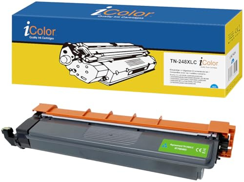 iColor kompatible Toner Cartridges für Brother Laserdrucker: Toner Cyan, ersetzt Brother TN-248XLC, für bis zu 2300 Seiten (Druckerpatrone, Laser)