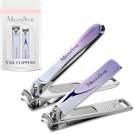 MelodySusie Ultra Sharp Sturdy Fingernail and Toenail Clipper, Cutters Set 2 in 1, Purple