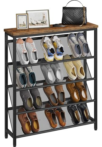 CHOEZON Schuhregal, 5-stufige Schuhablage, Schuhschrank schmal, Schuhständer, Schuhaufbewahrung, Schuh-Organizer, platzsparend, für Eingangsbereich, Garderobe, Flur, Vintagebraun und Schwarz DTXJ02BF