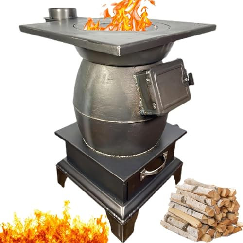 XNZJHPP Mehrstoff-Holzofen aus Gusseisen, Mehrstoff-Camping-Holzofen mit Grauer Box, Holzofen-Kamin, Camping-Heizofen zum Heizen (54CM)