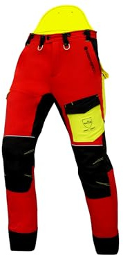 Sägenspezi Pantalón de protección contra cortes S1 Ultra, Rojo, negro, amarillo, L Largo