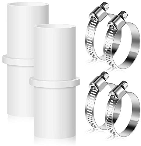 Yuattory 2 Pieces Washing Machine Drain Hose Connectors Washer Extension Adapter with 4 Pieces Drain Hose Clamps