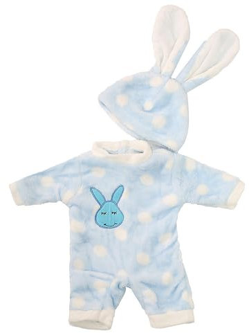 Codulu Puppenkleidung für 45,7 cm große amerikanische Puppe, Plüsch-Overall, Kaninchen-Pyjama mit Hut, Outfits, Zubehör für 43–46 cm große Mädchenpuppe, Jungen, Puppe, 2 Stück/Set, Blau