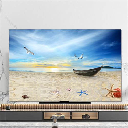 Hixingo TV Abdeckung Staubschutzhülle, 3D Seestern Muster TV Staubschutzhülle 32-80inch TV Abdeckung Schutzhülle Fernseher Fernsehabdeckung TV Schutzhülle (40-43inch,Sonnenaufgang)