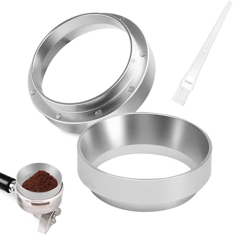DXLing 2 Stück Kaffee Dosierring 51mm Magnetisch Dosiertrichter Espresso Trichter Fülltrichter Aluminium Espresso Dosiertrichter 51mm für Siebträger Brühschüssel Kaffeepulver Exakten Abfüllen
