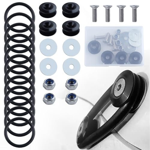 GOLD DEER 28 Pcs Bumper Quick Release Kit Quick Release Trunk Front Rear Bumper Fasteners Fenders Holders Kit Compatible for Universal Car Bumper (Black 4 x Release Tabs with 12 x O-Ring Fastener）