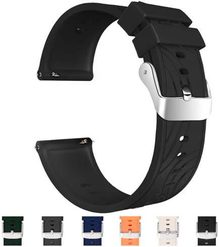 TODYSTRAP Uhrenarmband 20mm Silikon, Kautschuk Uhrenarmband Schwarz mit Schnellverschluss, Smartwatch Sport Weiche Ersatzarmband für Herren Damen, Silikonarmband 18mm 20mm 22mm