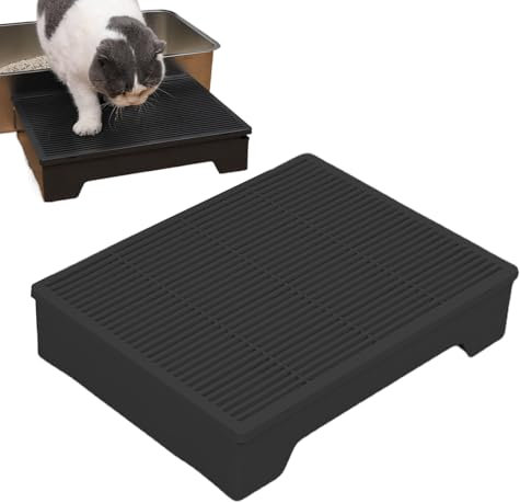 Verstellbare Katzenrampe für Katzentoilette, erhöhte Katzentoiletten-Rampe mit Filterfunktion, ideal für kleine und ältere Katzen, Katzenstreufalle zur Vermeidung von Verschüttungen