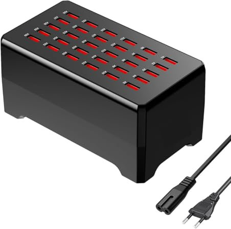 Stazione Di Ricarica USB Da 150W 30 Porte, Hub Splitter USB Per Casa, Studio, Hotel, Ufficio, Viaggi, Trasmissioni In Diretta, Caricatore USBA Multiplo Per Telefoni Cellulari, Cuffie, Orologi Ecc