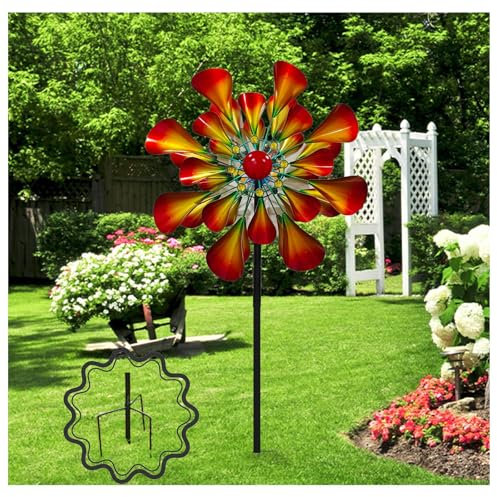 Hazomeu 205cm Moulin a Vent Jardin Exterieur, Girouette de Jardin Exterieur Globe en Verre avec Moulin à Vent Cinétique Moulin à Vent Jardin Exterieur, pour Terrasse, Pelouse et Jardin