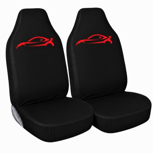 Tee AutoCare For Isuzu D-MAX - Heavy Duty and Water Proof Durable Nylon Driver Passenger with D MAX Logo Front SUV Seat Cover Protectors - 2 x Fronts (Red Logo)